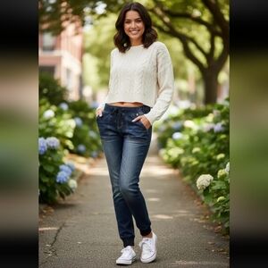 Wallflower Cotton Dark Indigo Blue Stonewashed Stretchy Joggers Size 1 S/M